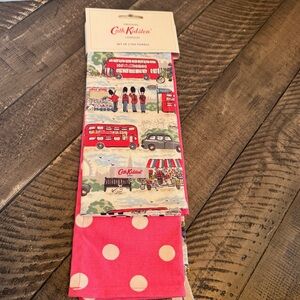 Cath Kidston Cotton Tea Towels London/Billie Goes To Town Polka Dot Set Of 2 New
